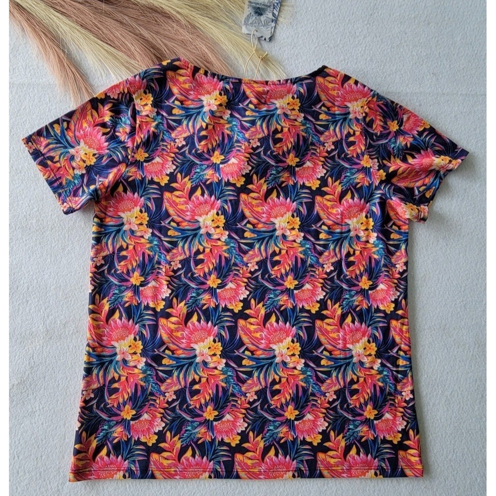 Island Collection  Top Womens  Floral Multicolor  Short Sleeve  Casual size M(2)
